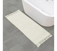 French Connection Nellore Bathroom Rugs, Woven and Beaded Bathroom Mats, Durable Bath Rugs, Thick Bath Mats for Bathroom and Shower Rugs, 24" x 64", Ivory