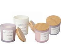 French Connection Pastel Range Scented Container Candle | Shea Butter Wax | Frosted Glass Jar Bamboo Lid | Round Shape | (Large, Marshmallow)