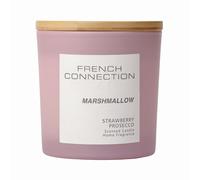 French Connection Pastel Range Scented Container Candle | Shea Butter Wax | Frosted Glass Jar Bamboo Lid | Round Shape | (Large, Marshmallow)