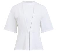 French Connection Pearl Blouse in Linen White Cotton Blend Added Stretch Comfort Top Tee - S, UTILBLUE