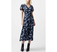 French Connection Raquel S/s V Nk Dress Navy size 18 | Midi Dresses Outlet | Women | Blue 18