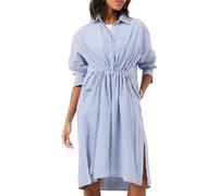 French Connection Rhodes Sustainable Pop Stripe Shirt Dress,Linen White/Marine,XL