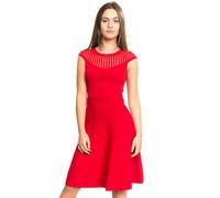 French Connection Rose Crepe Knits Capped Sleeve Round Neck Flr Dress - Blazer Red - 12