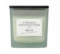 French Connection Scented Candle | Shea Butter Wax | Frosted Glass Jar Wooden Lid | Square Shape | (Medium, Mango Motijo Scent)