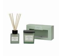 French Connection Square Range 220G Shea Butter Wax Scented Candle Glass Jar and 100ML Reed Diffuser Gift Set Box, 37 Hrs Burn Time (Mango Mojito)