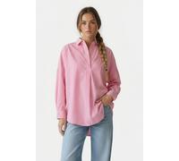 French Connection Stripe Poplin Long Sleeve Popover Camellia/wht Tickstp size L | Button-Down Shirts Outlet | Women | Brown L