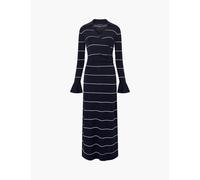 French Connection Striped V-Neck Maxi Jumper Dress Blue Mix