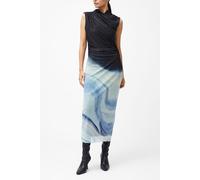 French Connection Toni Wrap Neck Midi Dress Navy/sky Blue Multi size L | Midi Dresses Outlet | Women | Blue L