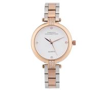 French Connection Two Tone Bracelet Watch, Rose Gold and Silver, Quartz Movement, Round Dial with Crystal Accents, Alloy Steel Case, Model FCM01RTM
