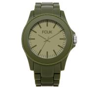 French Connection Unisex Quartz Watch with Green Dial Analogue Display and Green Plastic Bracelet FC1142N