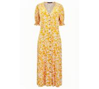 French Connection Vee Button-thru M Saffron / White size 6 | Shirt Dresses Outlet | Women | Orange