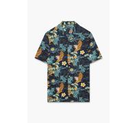 French Connection Mens Short Sleeve Tiger Bamboo Viscose Shirt Black L