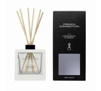 French Connection White Wooden Surround Reed Diffuser | Lemongrass & Ginger Scent100ml | 6 Reeds & Wooden Holder | 15% Fragrance Oil | Long-Lasting Home Fragrance | Luxury Aromatherapy Gift