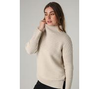 French Connection Women's Cotton Ribbed Knit High Neck Jumper in Beige | Size: Large French Connection Beige L
