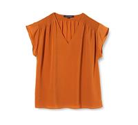 French Connection Women's Crepe Light V Neck Shoulder Top Blouse, Honey Bronze, XL