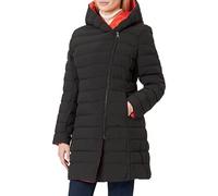 French Connection Women's Iolani Midi Puffer Coat, Black/Setting Sun, 6