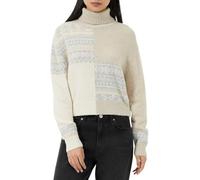 French Connection Women's Magda Colour Block Jumper Pullover Sweater, Beige, M