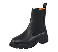 French Connection Women's Reyah Booties Comfortable Work Fall Winter Pull On Fashion Shoes Heeled Chelsea Boots for Women with Elastic Side Detail a d Lug Sole, Black, 9 UK