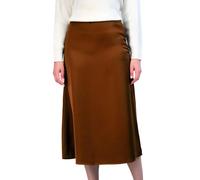 French Connection Women's Satin High-Waisted Midi Skirt - Flared A-Line, Chic Casual Style for Work or Weekend, Brown, M