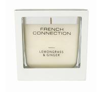 French Connection Wooden Surround Scented Candle Collection | Elegant Reusable Holder | Long-Lasting Burn Time | Candles Gift (Medium - 220G, Lemongrass & Ginger) (Lemongrass & Ginger)