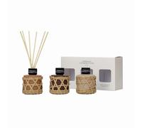 French Connection Woven Rattan Detail Trio of Reed Diffuser Gift Set | 3 x 50ML | Bergamot & Jasmine, Cedarwood & Citrus, Black Cherry & Cedarwood | Luxury Home Fragrance