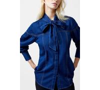 French Connection Zaves Chambray Button Through Clean Indigo Denim size 8 | Button-Down Shirts Outlet | Women | Blue 8