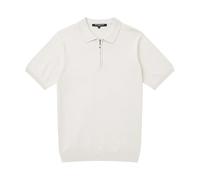 French Connection Zip Neck Short Sleeve Polo Shirt-Stone-Medium