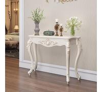 French Console Table - Narrow Entryway Sofa Table with Silver Trim, Carved Accent, Easy Assembly, 100cm/39.3in for Foyer, Hallway, Living Room Decor