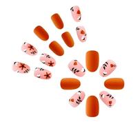French Contrast Nails Tips Stick on with Thanksgiving Theme Press on Flower Accessories Thanksgiving Art