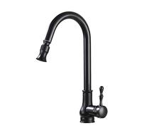 French Copper Pull-Down Kitchen Faucet Black Design Hot & Cold Water Slish Perfect for Sink Modern Home Decor