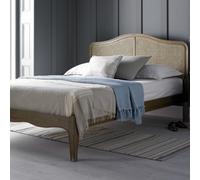 French Country Antique Loire Rattan Oak Bed Frame - Low Foot End - King Size 5Ft Bed Frame Only