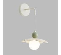 French Country Daisy Flower Cream White Metal Wall Sconce with Globe Glass Shade and G9 Socket, Elegant for Bedroom and Living Room