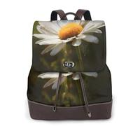 French Country Daisy Print Leather Women's Backpack Travel Bag Ladies Versatile Small Backpack Business Leisure,One Size