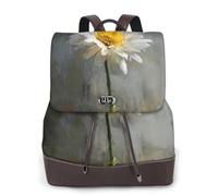 French Country Daisy Print Leather Women's Backpack Travel Bag Ladies Versatile Small Backpack Business Leisure,One Size