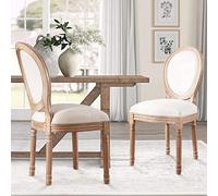 French Country Dining Chairs Set, Farmhouse Fabric Round Back Chairs with Solid Wood Legs, Perfect for Living Room, Bedroom, Kitchen, and Dining Room