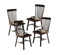 French Country Dining Chairs Set of 4, Solid Wood High Spindle Back Armless Kitchen Side Chairs for Dining Room, Restaurant, Living Room - Walnut h