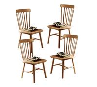 French Country Dining Chairs Set of 4, Solid Wood Kitchen Chairs with High Spindle Back, Armless Side Chairs for Kitchen, Dining Room, Restaurant, Living Room - Natural h