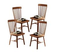 French Country Dining Chairs Set of 4, Solid Wood Kitchen Chairs with High Spindle Back, Armless Side Chairs for Kitchen, Dining Room, Restaurant, Living Room (Cherry h)
