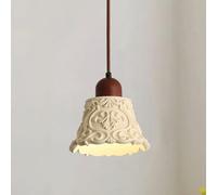 French Country Pendant Light Small Mid Century Modern Lighting Milk White Wood Ceiling Hanging Lamp Vintage Chandelier for Kitchen Island Bedroom Dining Room Farmhouse Hallway