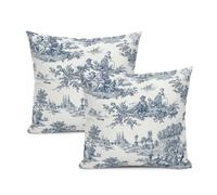 French Country Pillow Covers Navy Blue Toile Pillows Cases Vintage Cottage Throw Pillow Cases 20x20 Set of 2 for Farmhouse Sofa Couch Living Room Bedroom Christmas Decor