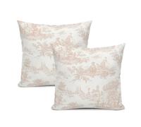 French Country Pillow Covers Red Toile Pillows Cases Vintage Cottage Throw Pillow Cases 20x20 Set of 2 for Farmhouse Sofa Couch Living Room Bedroom Christmas Decor