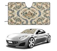 French Country Style Car Windshield Sun Shade - Reflector Sunshade Offers Ultimate Protection for Car Interior, Cool Reflective Sun Blocker Fits Small Sedans, Mini SUVs 55"x30"