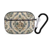 French Country Style for Airpod Pro Case Cover Hard Shell Full Drop Protection Cover with Keychain Compatible with AirPod Pro 2nd/1st Generation, Front LED Visible,Black