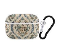 French Country Style for Airpod Pro Case Cover Hard Shell Full Drop Protection Cover with Keychain Compatible with AirPod Pro 2nd/1st Generation, Front LED Visible,White