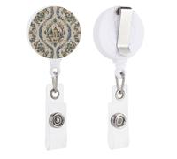 French Country Style Retractable Badge Reel - Personalized ID Name Badge Holder with Lanyard Cute Badges Reel Holder Round Nurse Doctor Name Tag Badges Clip for Work