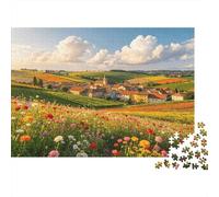 French Countryside Jigsaw Puzzle 1000 Pieces Recyclable Material Flower Fields Puzzles for Adults Fun Present & Activity for Home Great Gift Idea for Men 38x26cm/1000pcs