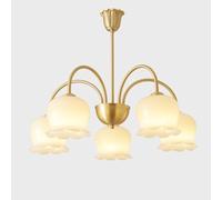 French Cream Style All-Copper Chandelier, Warm Ceiling Chandelier, Vintage Rustic Ceiling Light,Handmade Traditional Copper Pendant Light for Living Room, Study, and Dining Room,5 Heads