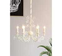 French Cream Style Crystal Chandelier with Memphis Colorful Drops for Living Room Bedroom Dopamine Lighting Decor(B 6 Heads)