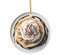 French Crepe Dessert Christmas Ornament, Chocolate Syrup & Whipped Cream Food Themed Foodie Novelty Holiday Xmas Tree Décor Gift for Dessert Lovers, France Travelers (Flat Printed Design, Not 3D)