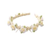 French Crystal Rhinestone Handmade Headband Hair Accessories for Women (Beige, One Size)